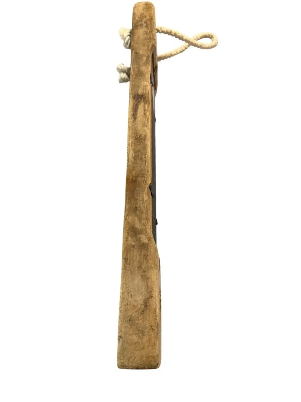 Rustic Wooden Wall Mirror Rope Hanger Carved Nautical Tribal Design Kalalou NEW